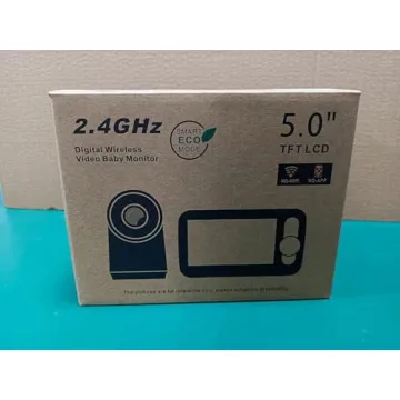 Blemil Baby Monitor with 30-Hour Battery, 5" Large Split-Screen Video Baby Monitor with Camera and Audio, 3500mAh Battery, Remote Pan/Tilt/Zoom Camera, Two-Way Talk, Night Vision, Lullabies, No WiFi