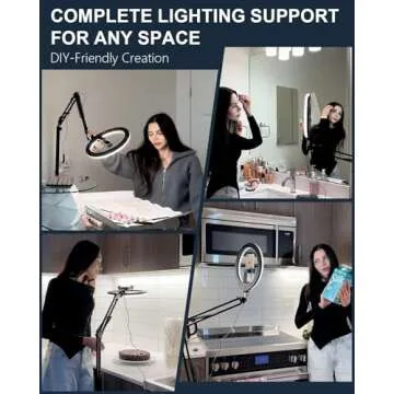 10" Ring Light Tripod for iPhone Overhead Mount & Flexible Stand | Adjustable 70" Height, LED CRI >9...