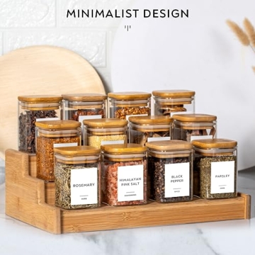Laramaid 12Pack Glass Jars with Bamboo Lids and Labels