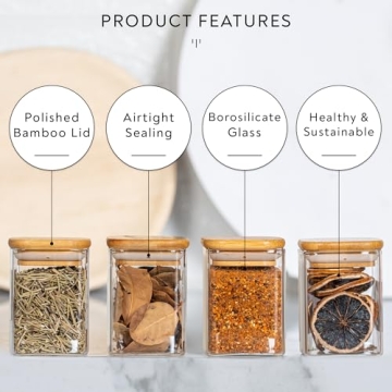 Laramaid 12Pack Glass Jars with Bamboo Lids and Labels