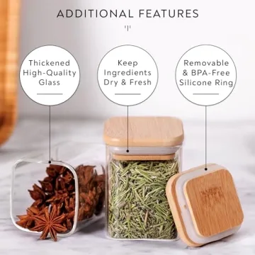 Laramaid 12Pack Glass Jars with Bamboo Lids and Labels