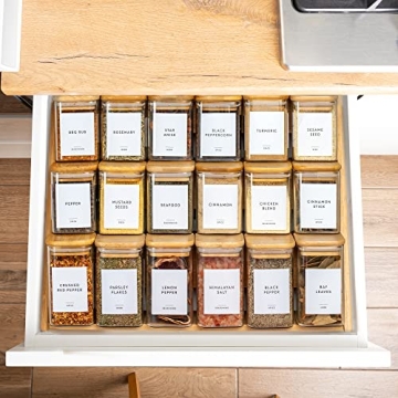Laramaid 12Pack Glass Jars with Bamboo Lids and Labels
