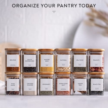 Laramaid 12Pack Glass Jars with Bamboo Lids and Labels