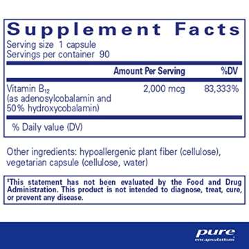 Pure Encapsulations Adenosyl/Hydroxy B12 90's - High-Potency B Vitamin - for Energy Metabolism & Neu...