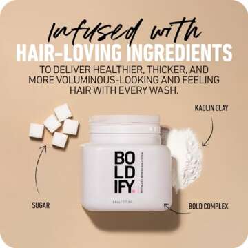 BOLDIFY Sulfate-Free Scalp Scrub - Hair Exfoliating Pre-Wash Treatment - Supports Hair Growth and Detox - Exfoliator Scrub