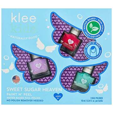 Klee Kids Water-Based Peelable Nail Polish Gift Set. Odor-Free. Non-Toxic. Made in USA. (Sweet Sugar...