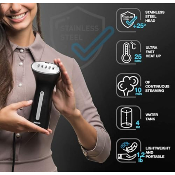 Compact Travel Garment Steamer - Fast & Effective Wrinkle Removal