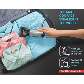 Compact Travel Garment Steamer - Fast & Effective Wrinkle Removal