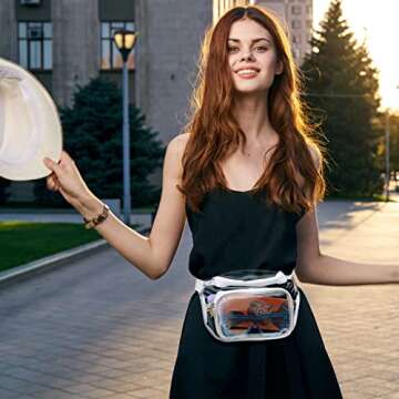 Packism Clear Fanny Pack Stadium Approved - Clear Belt Bag for Women Men Plus Size Transparent Waist Bag with Adjustable Strap for Concerts, Sporting Events - White