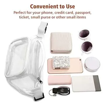 Packism Clear Fanny Pack Stadium Approved - Clear Belt Bag for Women Men Plus Size Transparent Waist Bag with Adjustable Strap for Concerts, Sporting Events - White