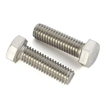 3/8-16 x 3/4" Hex Head Cap Screw Bolts, External Hex Drive, Stainless Steel 18-8 (304), Fully Threaded, 10 PCS