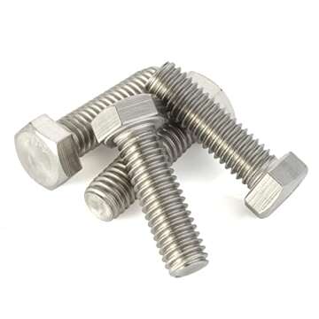 3/8-16 x 3/4" Hex Head Cap Screw Bolts, External Hex Drive, Stainless Steel 18-8 (304), Fully Threaded, 10 PCS