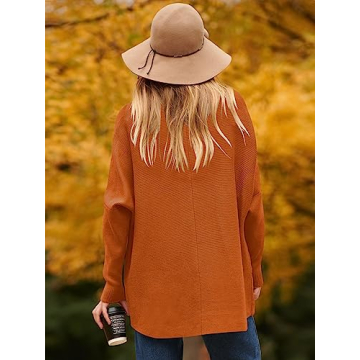Stylish ANRABESS Oversized Rust Orange Turtle Neck Sweater
