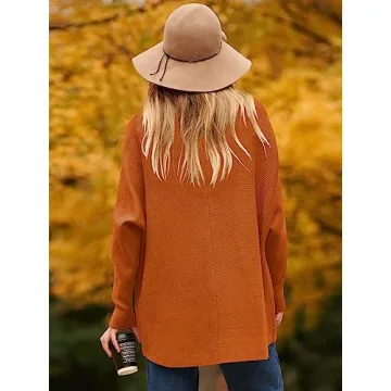 Stylish ANRABESS Oversized Rust Orange Turtle Neck Sweater