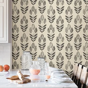 NuWallpaper Folk Tulip Peel & Stick Wallpaper for Easy Decor