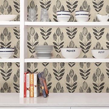 NuWallpaper Folk Tulip Peel & Stick Wallpaper for Easy Decor