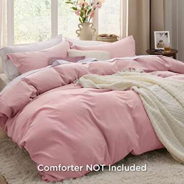 Bedsure Pink Duvet Cover King Size - 3 Pieces Prewashed Extra Soft Bedding Set, Includes 1 Duvet Cov...