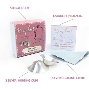 Komphort Silver Nipple Covers for Nursing Moms - Soothe and Support