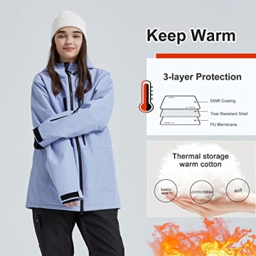Stylish YEEFINE Women's Waterproof Ski Jacket for Winter