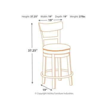 Signature Design by Ashley Pinnadel 24.25" Modern Farmhouse Swivel Counter Height Barstool, Light Brown