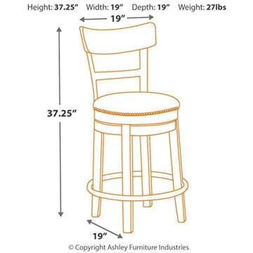 Signature Design by Ashley Pinnadel 24.25" Modern Farmhouse Swivel Counter Height Barstool, Light Brown