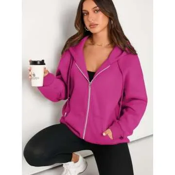 EFAN Women Zip Up Hoodies Oversized Sweatshirt Jacket 2025 Fall Fleece Cute Pullover Hooded Tops Tee...