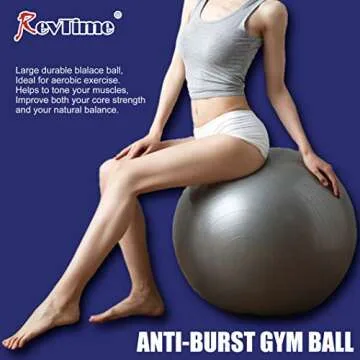 RevTime Ultra Thick Anti-Burst Gym Ball 65 cm with Air Pump Exercise Ball Great for Yoga, Balance, F...