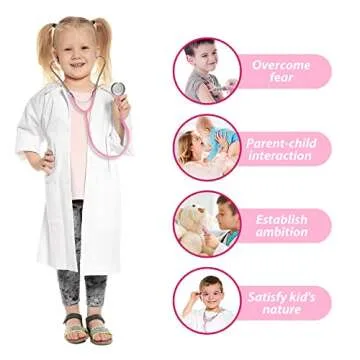 Phobby Kids Doctor Kit, 8 Pieces Kids Doctor Playset with Medical Storage Bag & Real Stethoscope, Pretend Play Doctor Toys for Toddler Boys Girls Aged 3 4 5 6