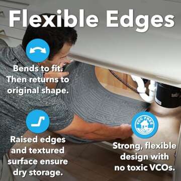 Xtreme Mats Waterproof Under Sink Mat (Beige 22" 1/4 x 19 1/4) Shelf Liner Cabinet Liner for Home Bathroom Vanity Cabinets Plumbing Leak Water Damage Prevention Flexible Under Bathroom Sink Driptray