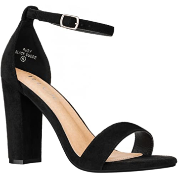 ILLUDE Women’s Open Toe Ankle Strap Chunky Block High Heel - Formal, Wedding, Party Classic Heeled...