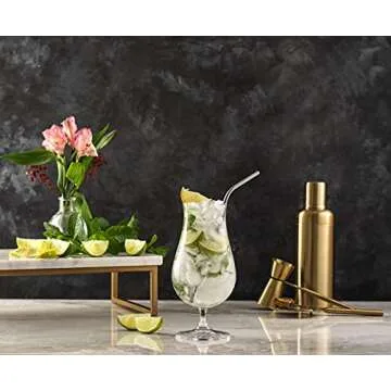 JoyJolt Terran Pina Colada Glasses - Premium Hurricane Cocktail Glasses Made in Europe - 21-Ounce l Crystal Drinking Set - Set of 4 Hurricane Glasses Cocktail Set, ideal for Refreshing Cocktails