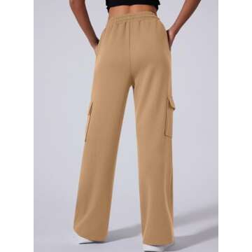 Aleumdr Wide Leg Sweatpants for Women High Waisted Cargo Pants with Pockets Athletic Casual Baggy Sw...