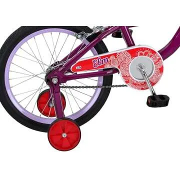 Schwinn Koen & Elm BMX Style Toddler and Kids Bike, For Girls and Boys, 18-Inch Wheels, With Training Wheels, Chain Guard, and Front Basket, Recommended Height 42-52 Inch, Purple