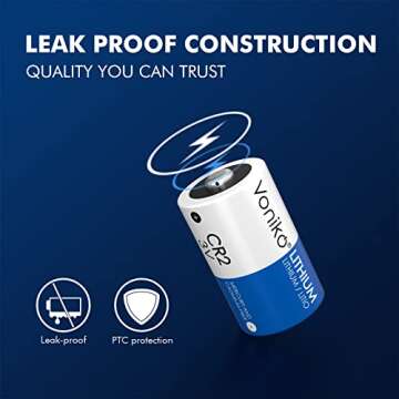 Voniko CR2 3V Lithium Batteries (4-Pack), CR2 3 Volt High Power Lithium-Battery 10 Years Shelf Life ...