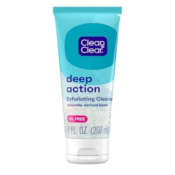 Clean & Clear Deep Action Exfoliating Cleanser with Pro-Vitamin B5, Gentle Exfoliating Daily Face Sc...
