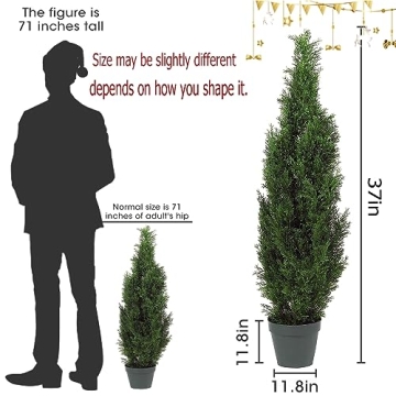 Two Pre-Potted 3' Artificial Cedar Topiary Trees for Home Decor