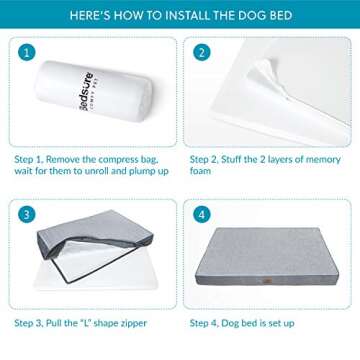 Bedsure Orthopedic Dog Bed for Extra Large Dogs - XL Memory Foam, 2-Layer Thick Pet Bed with Removable Washable Cover and Waterproof Lining (41x29x4 Inches), Grey