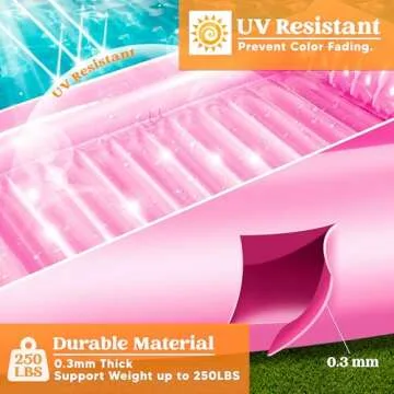 SLOOSH Inflatable Tanning Pool Lounger Float, 70" x 46" Pool Floats Adult with Pillow, 4 in 1 Suntan Tub Raft Floatie,Sunbathing Bed Lounge for Water Blow Up Kids Ball Pit Party Gifts, L-Pink