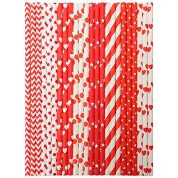 Cooraby 200 Eco-Friendly Valentine’s Day Paper Straws