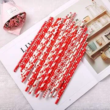 Cooraby 200 Eco-Friendly Valentine’s Day Paper Straws