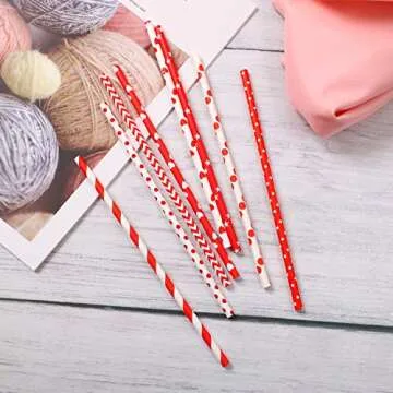 Cooraby 200 Eco-Friendly Valentine’s Day Paper Straws
