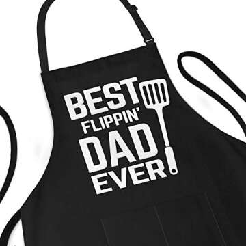 APRON DADDY - Best Flipping Dad Ever Adjustable Large 1 Size Fits All - Poly/Cotton Apron with 2 Poc...