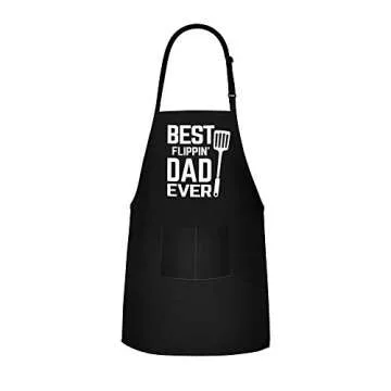APRON DADDY - Best Flipping Dad Ever Adjustable Large 1 Size Fits All - Poly/Cotton Apron with 2 Pockets - Father's Day Gift for Dad, Father, Husband, Chef