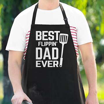 APRON DADDY - Best Flipping Dad Ever Adjustable Large 1 Size Fits All - Poly/Cotton Apron with 2 Pockets - Father's Day Gift for Dad, Father, Husband, Chef