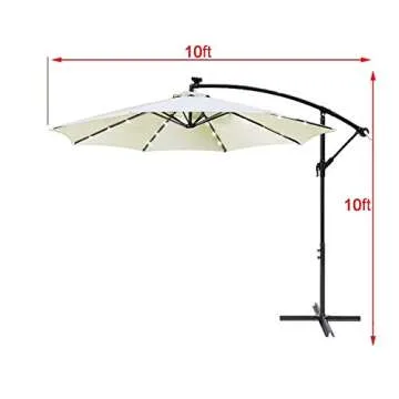 LEAGUE&CO 10 Feet Offset Cantilever Umbrella with Solar Lights