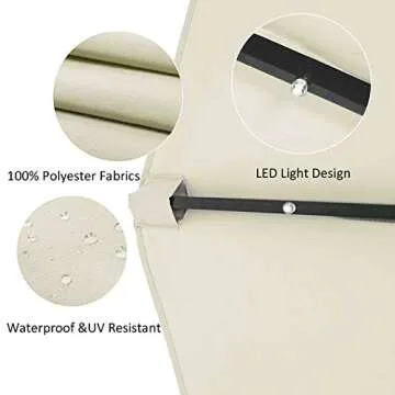 LEAGUE&CO 10 Feet Offset Cantilever Umbrella with Solar Lights