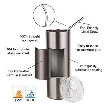 PYD Life Silver Sublimation Tumblers 20 OZ Pack of 4
