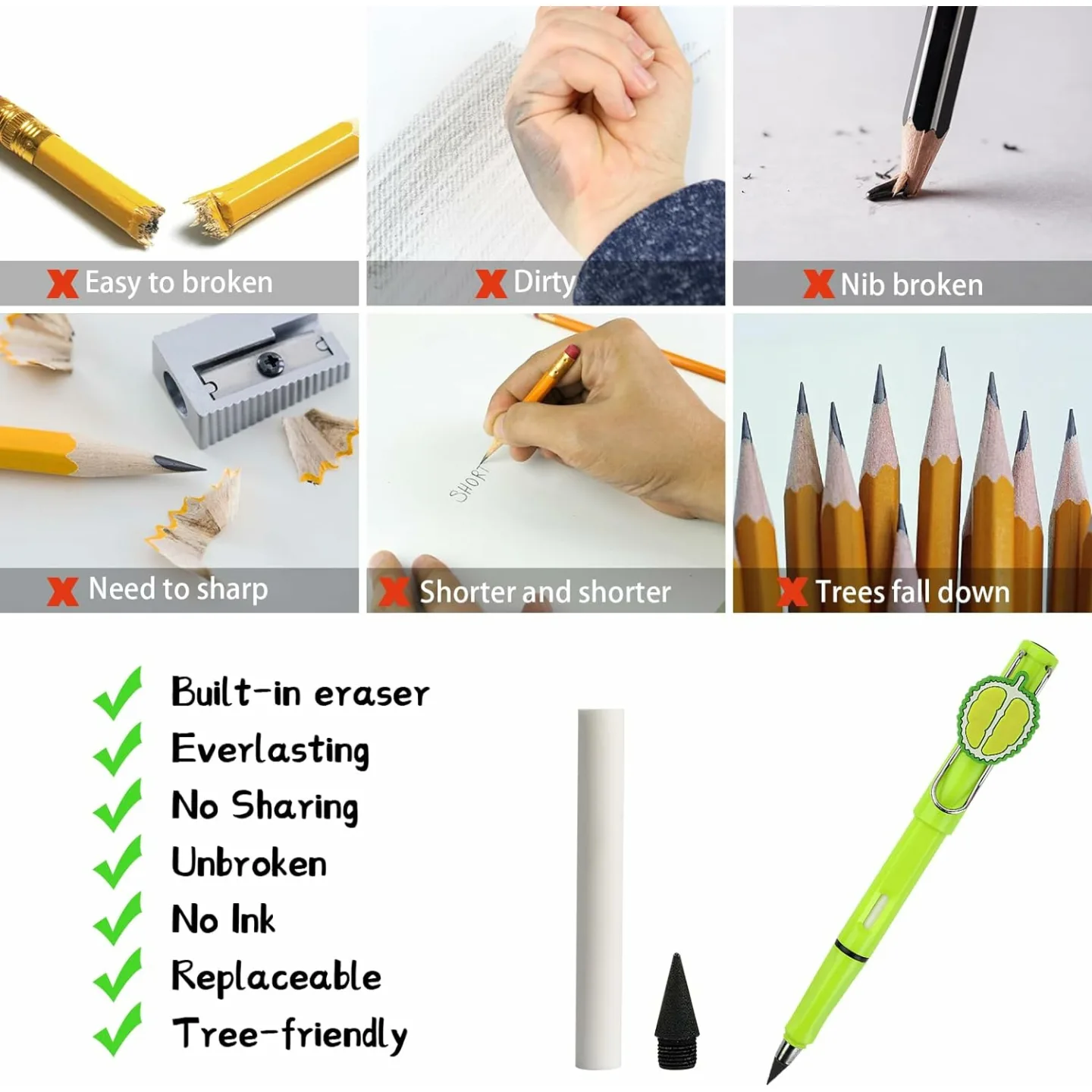 Infinity Pencils Set - 10PCS Everlasting Inkless Pencils