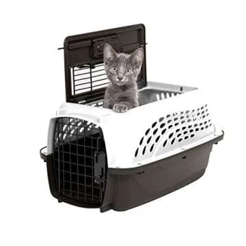 Petmate Two-Door Dog and Cat Kennel - Plastic Crate for Pets Up to 10 Pounds - Top Loading or Front Loading Pet Carrier - Airline Approved - For Home, Car, or Travel - Made in USA - 19 Inches - White