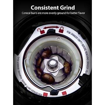 Aromaster Burr Coffee Grinder, Coffee Grinder Electric, Stainless Steel Coffee Bean Grinder, 48 Grind Settings, Espresso/Pour Over/Cold Brew/French Press Coffee Maker, Beige